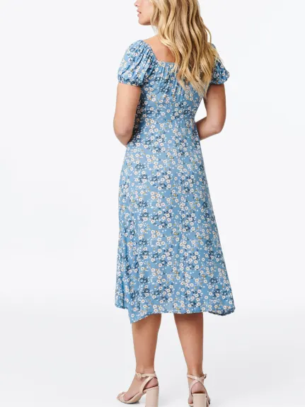 Annick - Alba Dress Peasant Style Ditsy Floral Print Blue