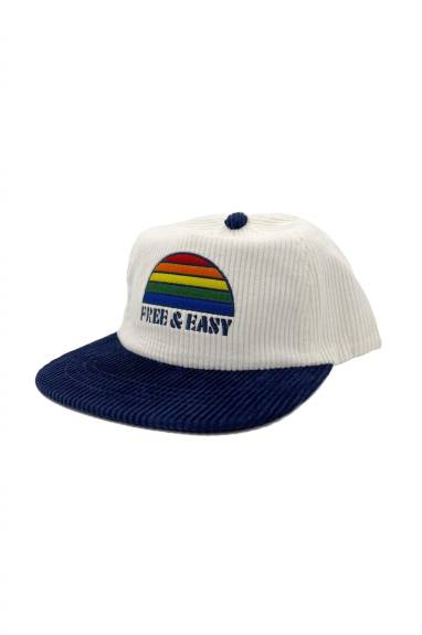 Free & Easy - Rainbow Two Tone Fat Corduroy Snapback Hat