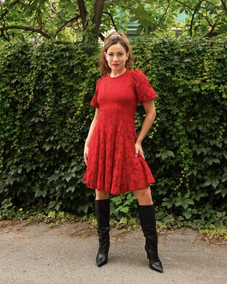 Annick - Calista Dress Cotton Fit & Flare Red Lace