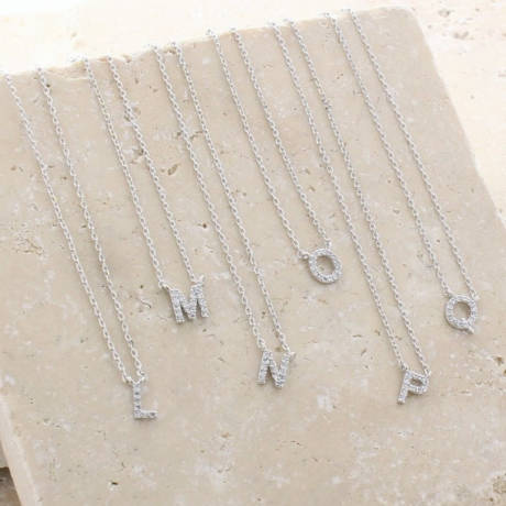 Bearfruit Jewelry - Crystal Initial Necklace - Letter M