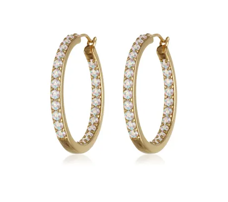 Goldtone Aurora Borealis Dual Sided Hoop Earrings made with Quality Austrian Crystals - MICALLA