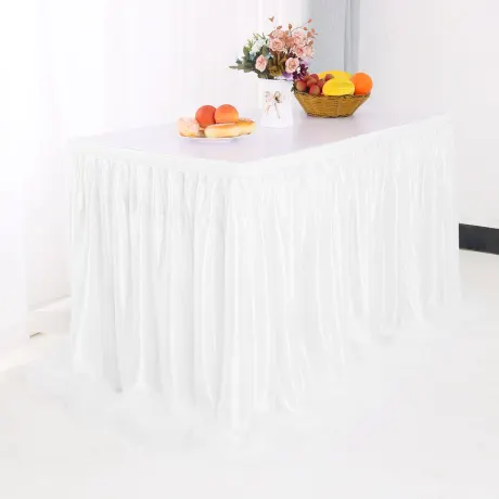 PiccoCasa- Rectangle Decoration Tulle Table Skirt 30"x108"