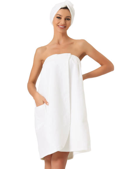 cheibear - Wrap Bathrobe Towels with Shower Cap