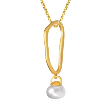 Collier avec pendentif en argent sterling plaqué or 14 carats avec perles d'eau douce véritables de 9 à 10 mm