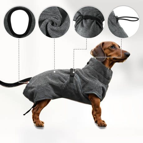 Unique Bargains- Quick Drying Washable Soft Dog Bathrobe with Adjustable Straps