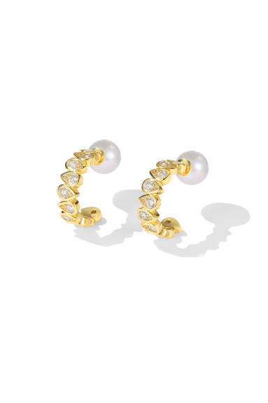 Classicharms-Boucles d'oreilles en zircone en forme de larmes d'or