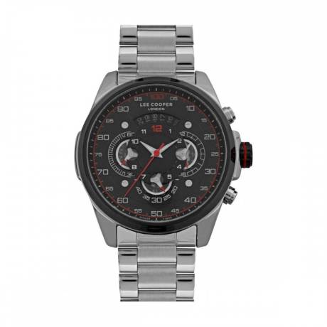 LEE COOPER-Men's Silver 48mm  watch w/Black Dial