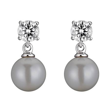Genevive Boucles d'oreilles pendantes en argent sterling avec perles et zircones cubiques plaquées blanc, or, gris ou jaune