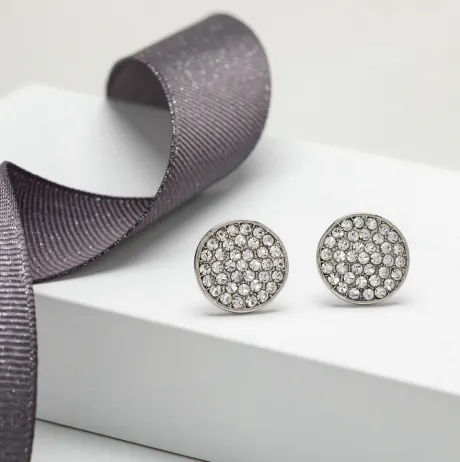 Silverstone pave circular stud earring made with quality Austrian Crystals - MICALLA