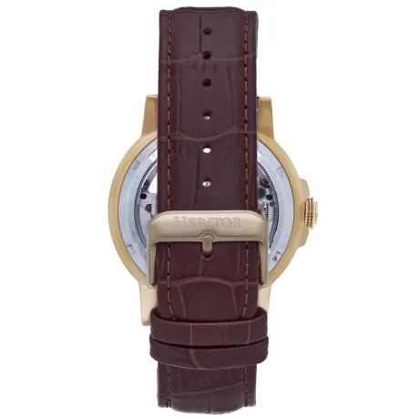 Heritor Automatic Xander Semi-Skeleton Leather-Band Watch - Silver/Blue