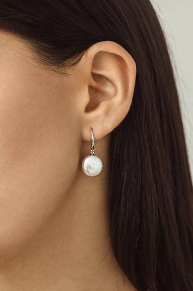 White Coin Freshwater Pearl Drop Earrings - Signature Pearls