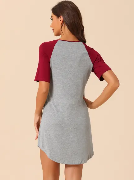 cheibear - Round Neck Stretchy Mini Nightgown