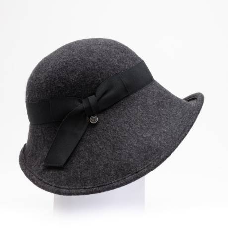 Canadian Hat 1918 - Rose - Grande Cloche En Laine Avec Boucle