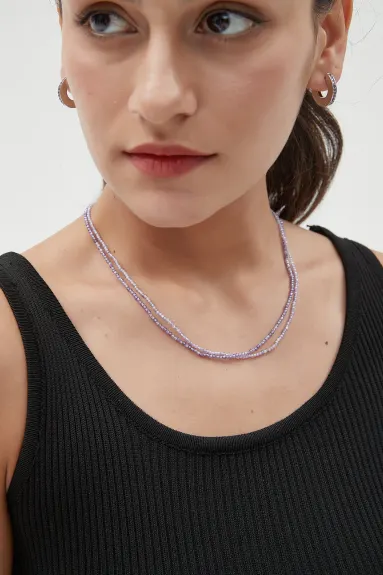 Classicharms-Clarice Mini collier double couche en cristal violet