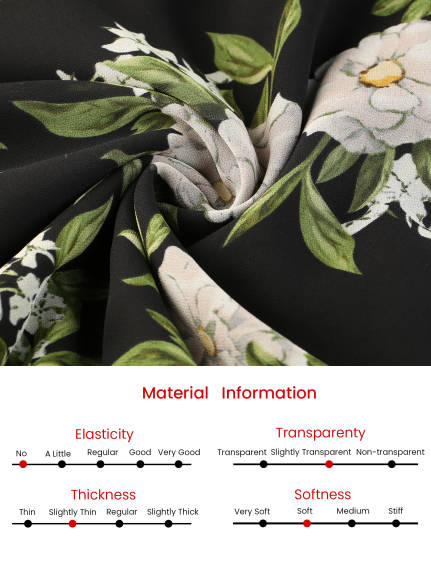 Hobemty- Floral Half Sleeve Tie Waist Button Down Dress