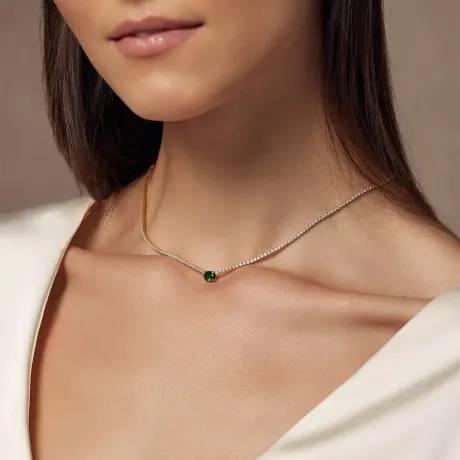 Bearfruit Jewelry - Priscilla Emerald Pendant Tennis Necklace