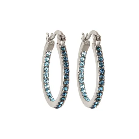 Two Tone Blue Mix Dual Sided Hoops made with Quality Austrian Crystals - MICALLA