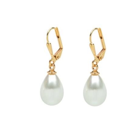 Imitation Pearl & Goldtone Leverback Earrings - Don't AsK