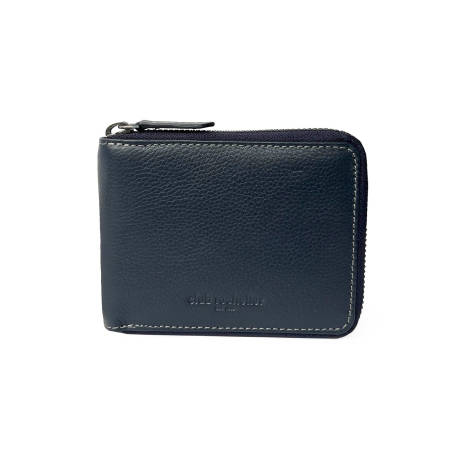 Club Rochelier Men's Leather Zipper Around with Center Wing Wallet