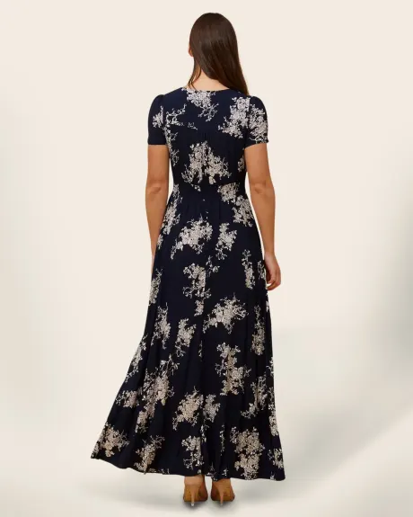 Annick - Ambre Maxi Dress Fit & Flare Floral Print Navy