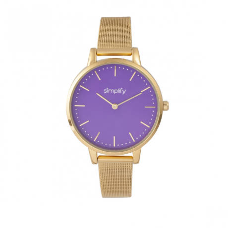 Simplify - The 5800 Mesh Bracelet Watch - Gold/Purple