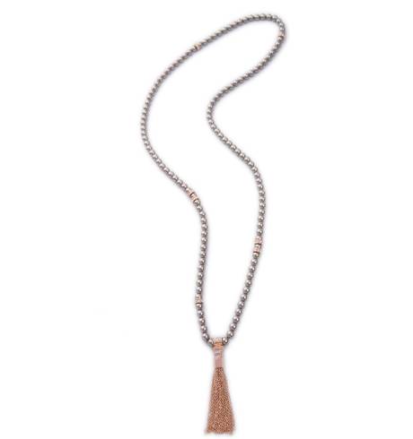 Roségold Crystal Pearl Brass Tasseled Vintage Necklace - Don't AsK