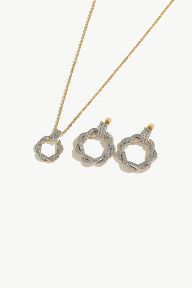 Classicharms-Ysabel Pavé Eternité Collier pendentif à anneaux torsadés