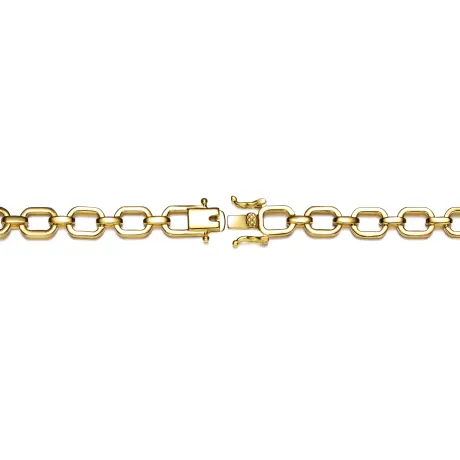 Rachel Glauber 14k Gold Plated with Cubic Zirconia Pave Geometric Oval Chain Bracelet