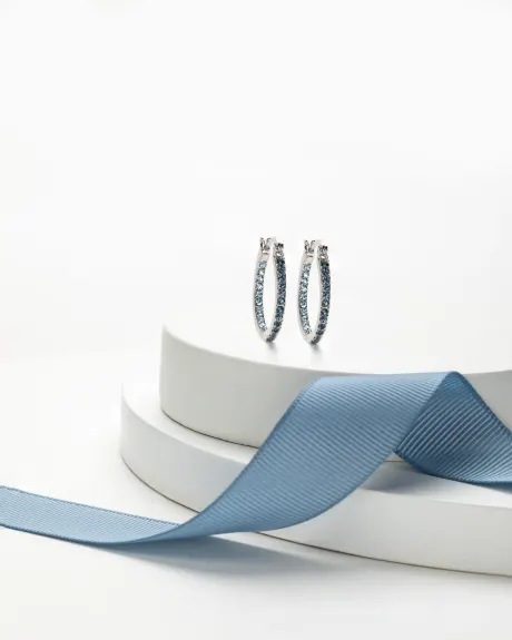 Two Tone Blue Mix Dual Sided Hoops made with Quality Austrian Crystals - MICALLA