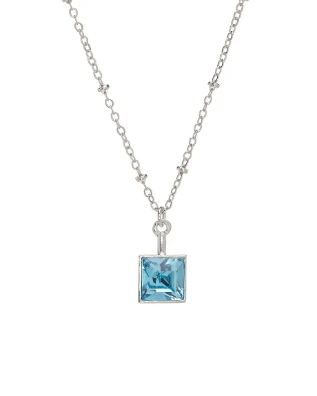 Collier pendentif carré Aqua fabriqué avec des cristaux autrichiens de qualité