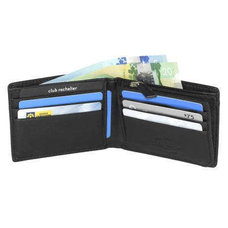 Club Rochelier Men's Slim Wallet with Zippered Pocket