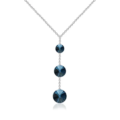 Silvertone Montana Blue Graduated Necklace made with Quality Austrian Crystals - MICALLA