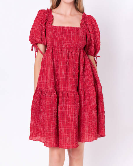 English Factory- Crinkled Gingham Flounce Dress
