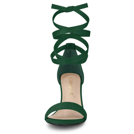 Allegra K- Lace Up and Ankle Strap Chunky Heel Sandals