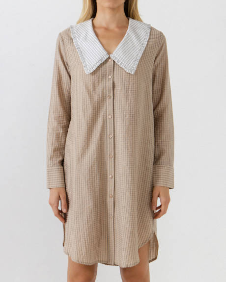 English Factory- Robes Chemise avec Col Contrastant