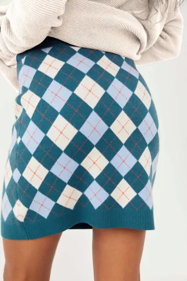 Free People - Argyle Viola Sweater Mini Skirt