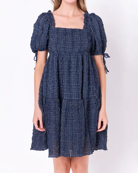 English Factory- Crinkled Gingham Flounce Dress