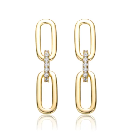 Rachel Glauber 14k Gold Plated with Cubic Zirconia Triple Chain Drop Earrings