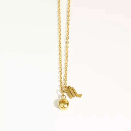 Goldtone zodiac and birthstone necklace in stainless steel - Scorpio - Eva Sky2