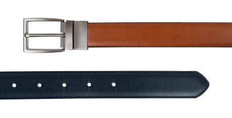 CHAMPS Leather One Size Reversible and Adjustable Belt, TanNavy
