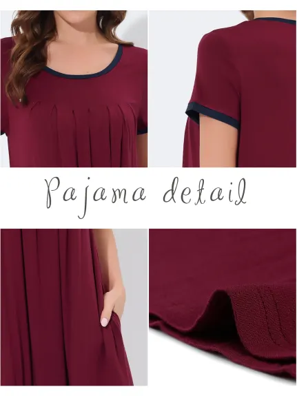 cheibear - Pajama Dress Nightshirt with Pockets