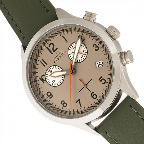 Elevon - Montre chronographe Antoine avec bracelet en cuir et date - Noir/Argent