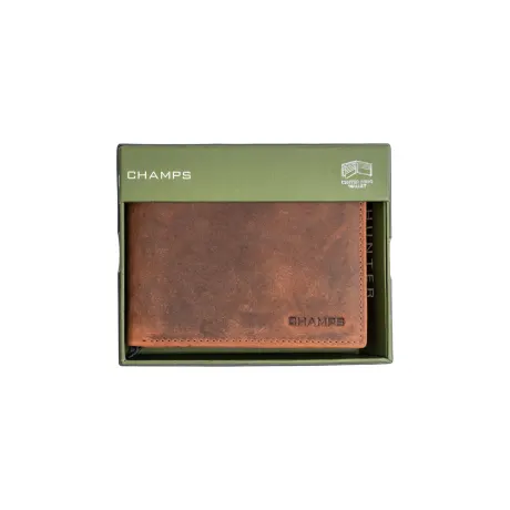 CHAMPS Leather RFID center-wing wallet