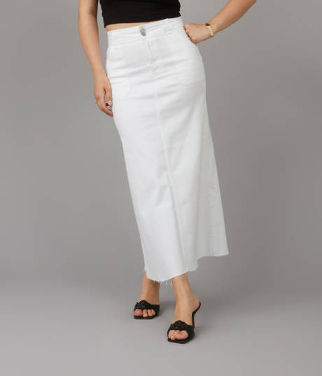Lola Jeans MADLYN-WHT - Jupe longue taille haute