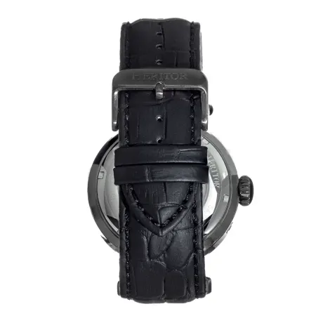 Heritor Automatic Ganzi Semi-Skeleton Leather-Band Watch - Silver