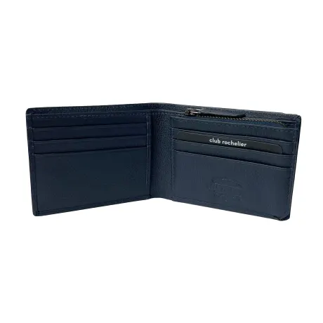Club Rochelier Men's Slim Leather Wallet with Zippered Pocket