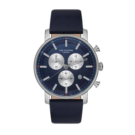 LEE COOPER-Men's Silver 44mm  watch w/Blue Dial