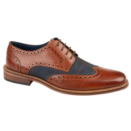 Roamers - Mens Checked Leather Brogues
