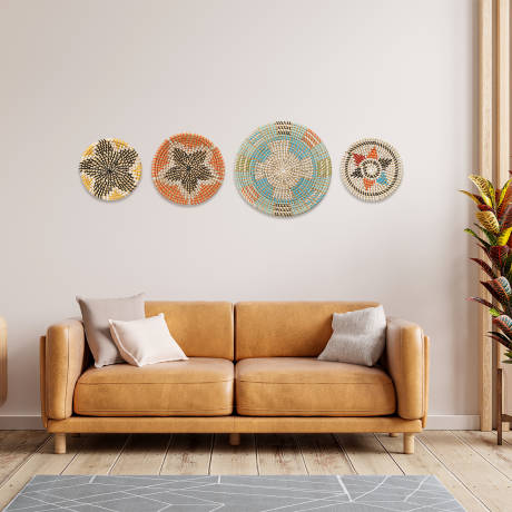 Unique Bargains- Ensemble de 4 pièces de décoration de panier mural tissé bohème