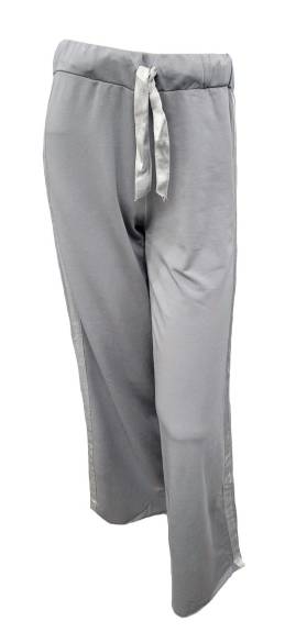 PJ Harlow - Kimber Long French Terry Wide Leg Pant With Satin Stripes